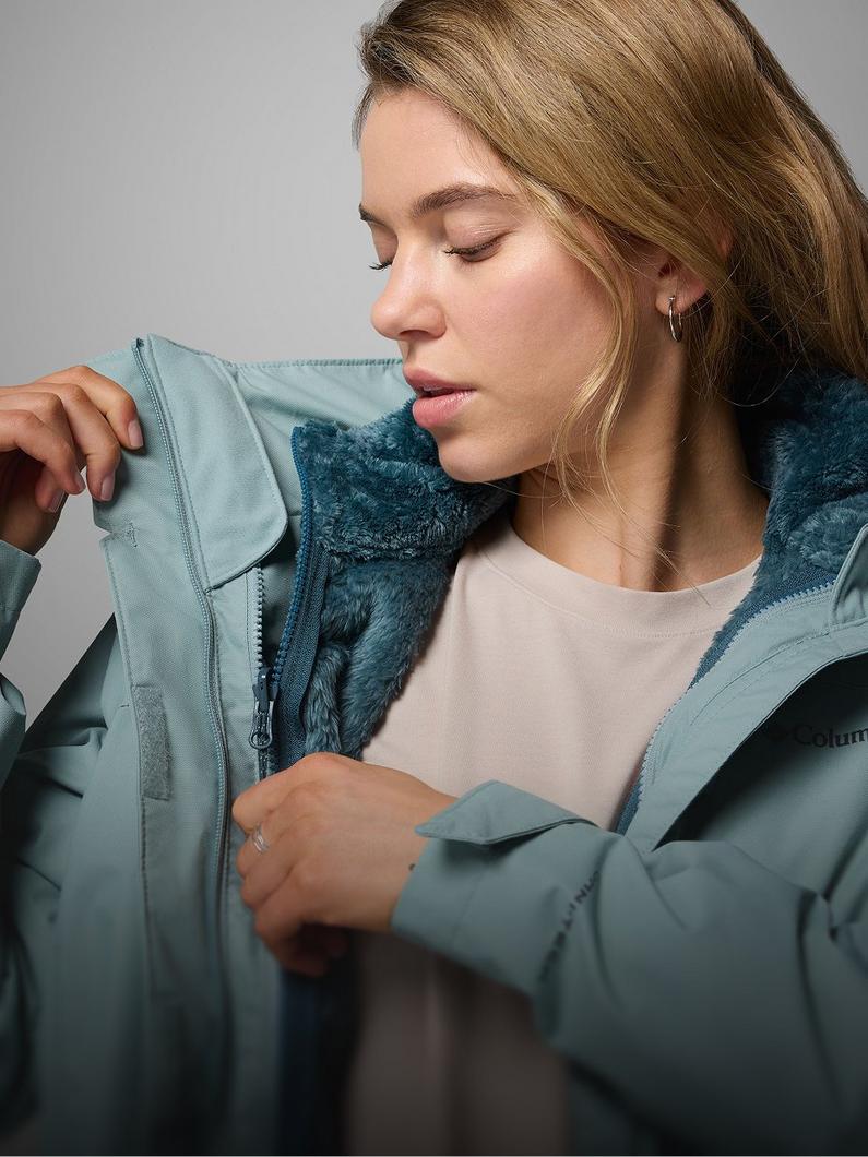 A woman wearing an insulated jacket