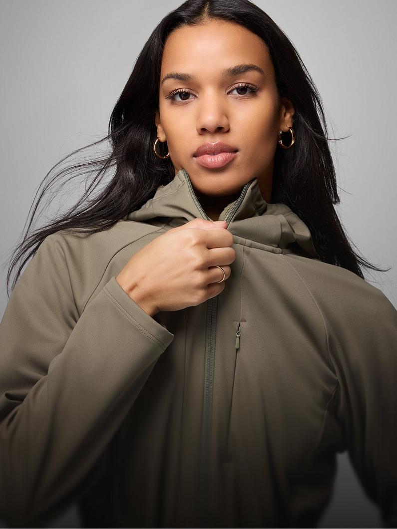 A person wearing a softshell jacket