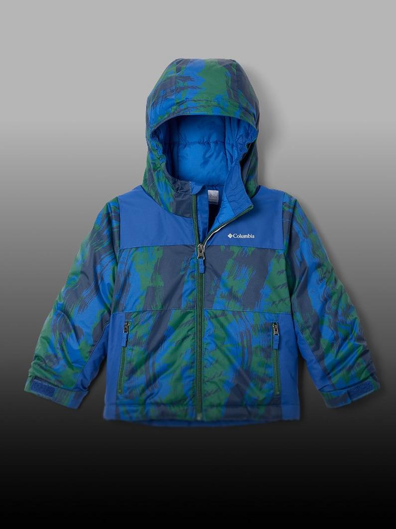 A lay down image of kids' printed jacket