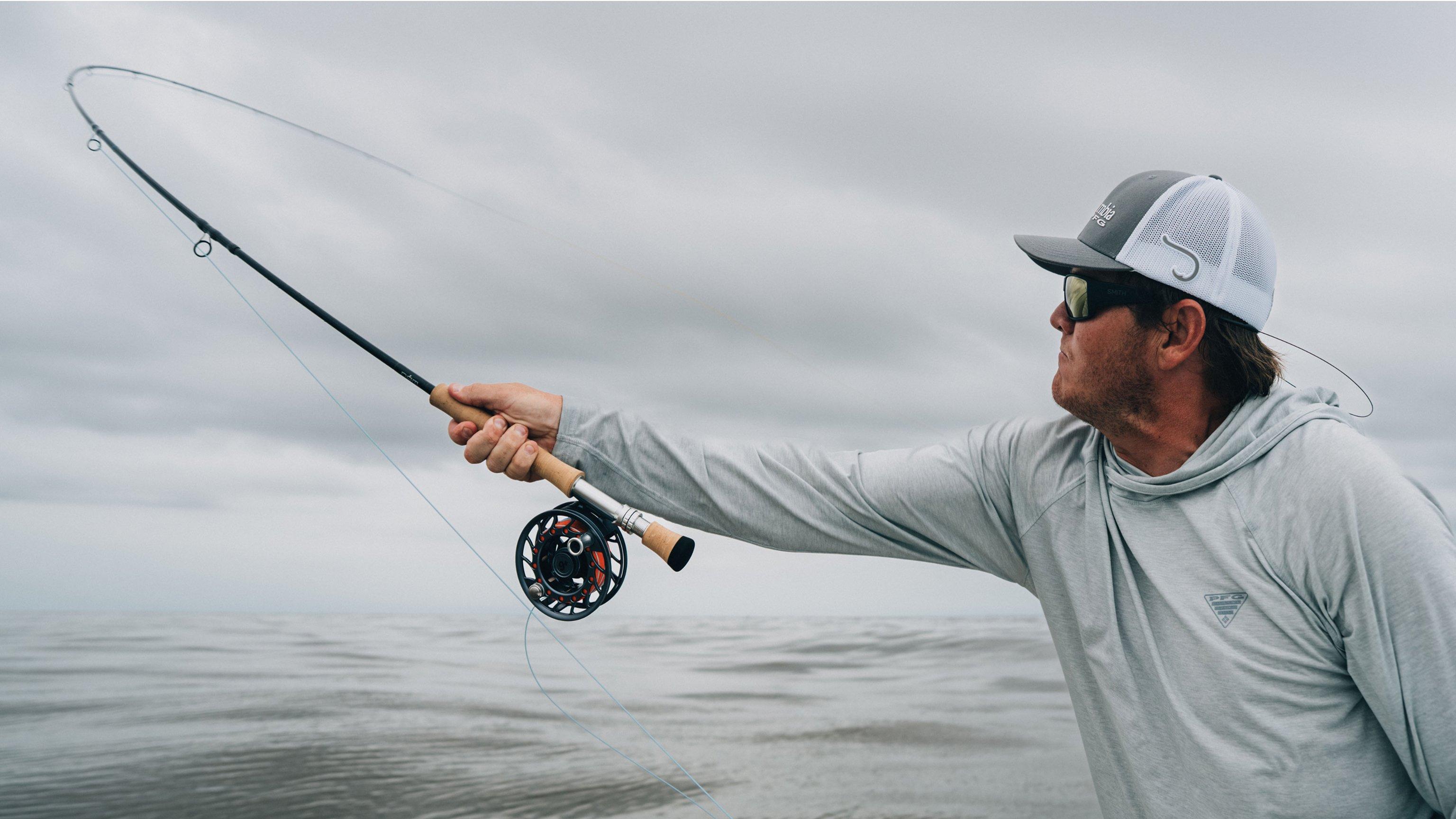Angler in the middle of a huge cast.