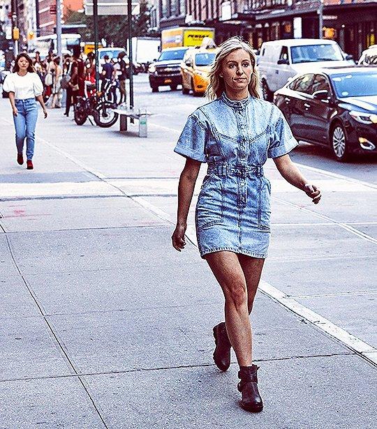 Women walking down the street outside during the SOREL Mile-Long Runway event