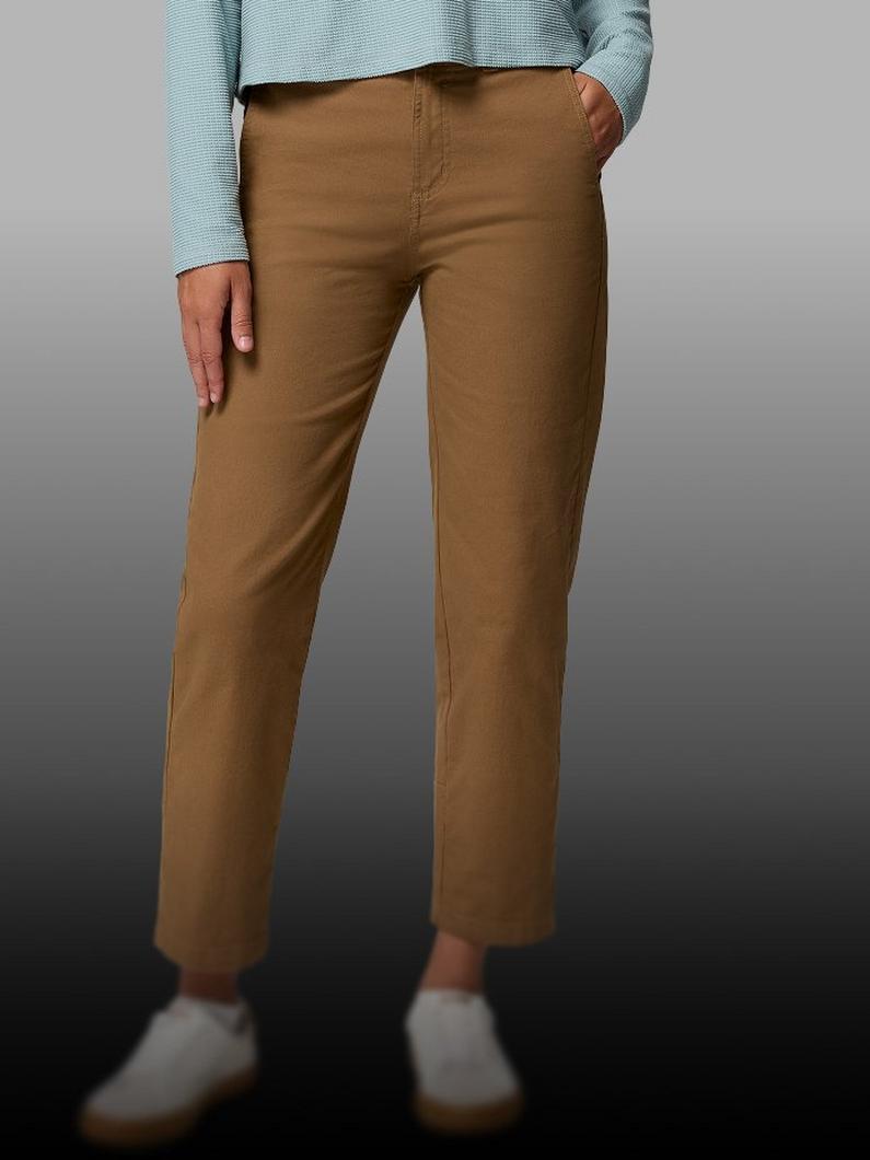 A waist down image of brown pants