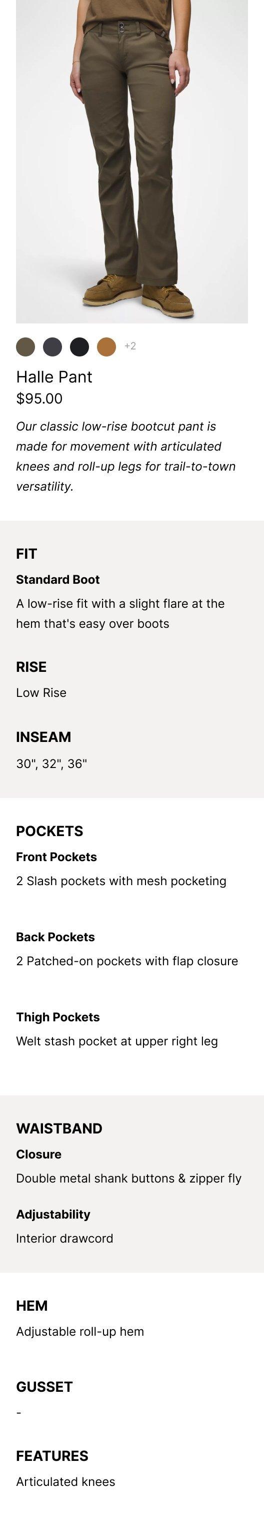 an image representing the Halle Pant and it's product features