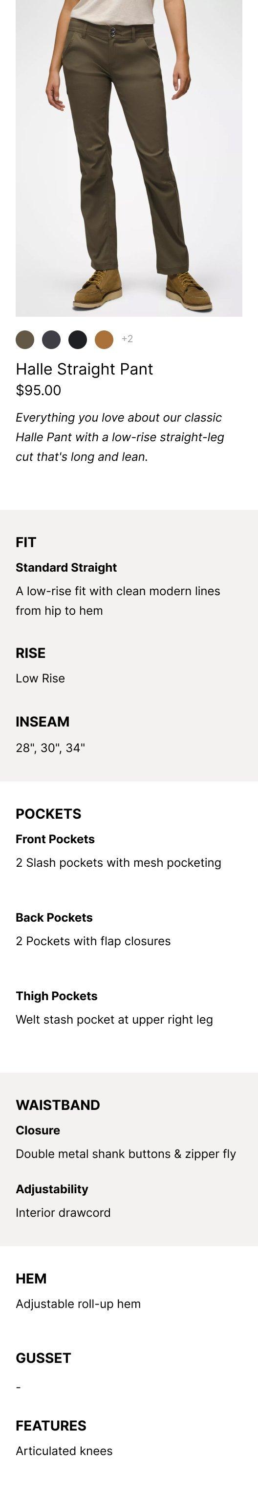 an image representing the Halle Straight Pant and it's product features