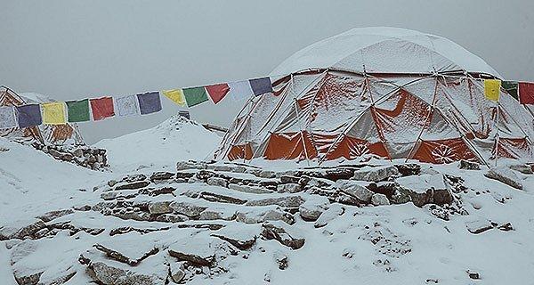 Snowy Everest Base Camp