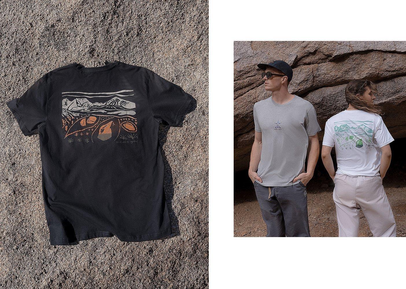 An image series of the Chris Sharma t-shirt collab