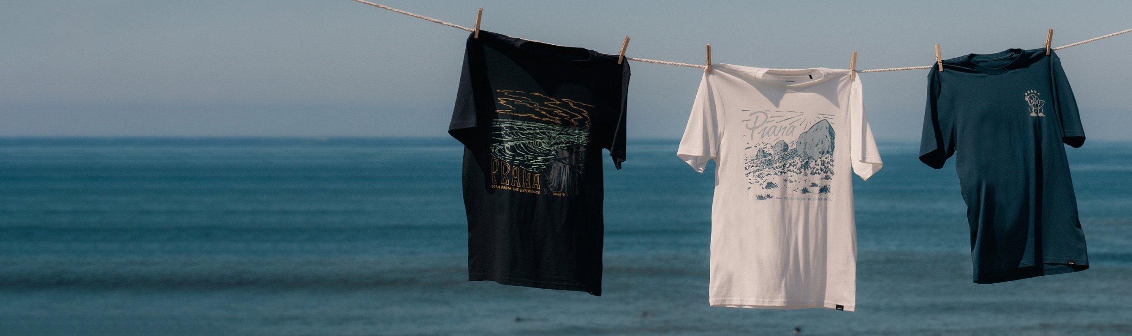 an image of prAna's graphic tees collection