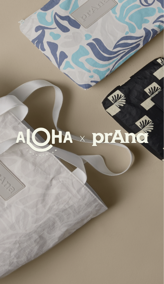 a grid tile representing prAna's collaboration with Aloha