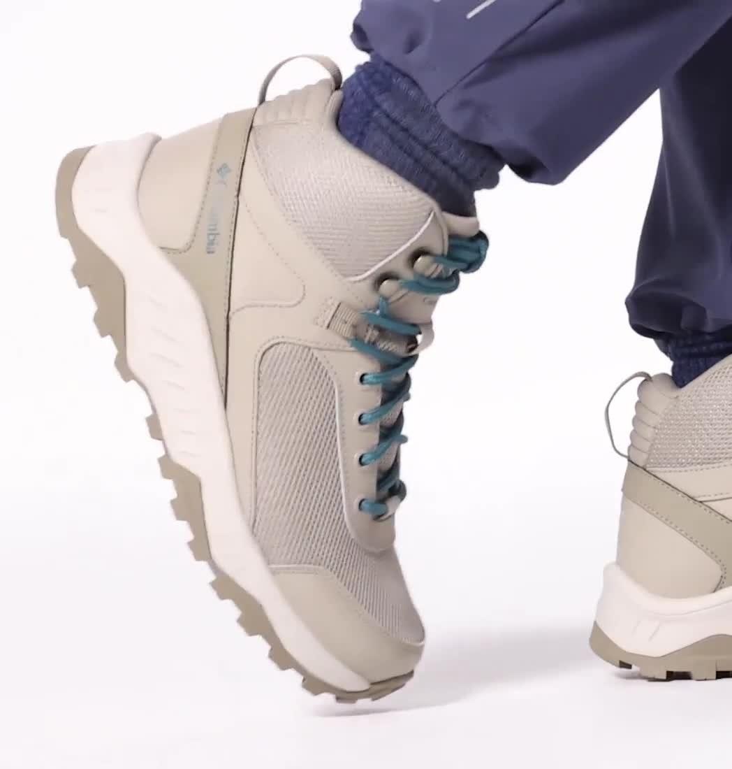 Women's Trailstorm Ascend Mid Waterproof Hiking Boots, Color: Canvas Tan, River Blue