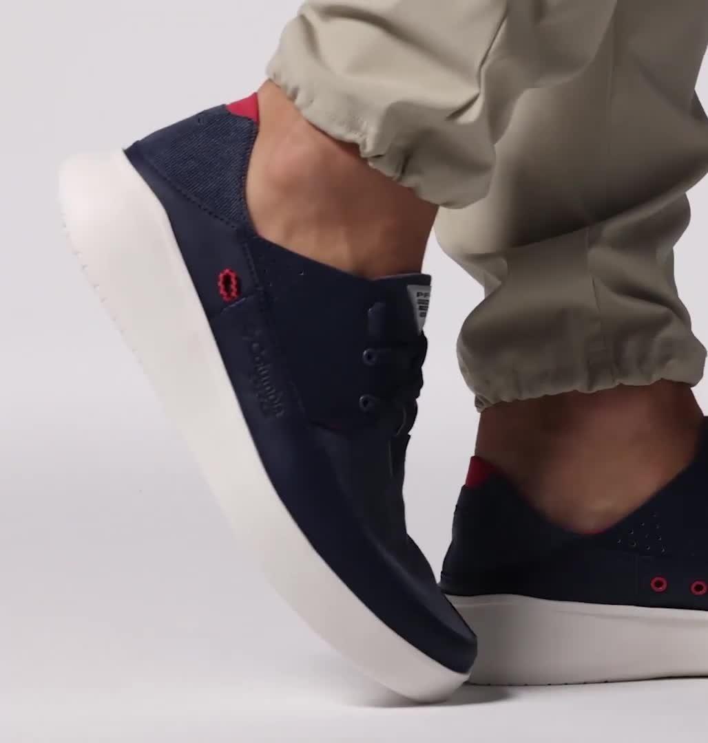 Men's Boatside Relaxed PFG Shoe, Color: Collegiate Navy, Sunset Red