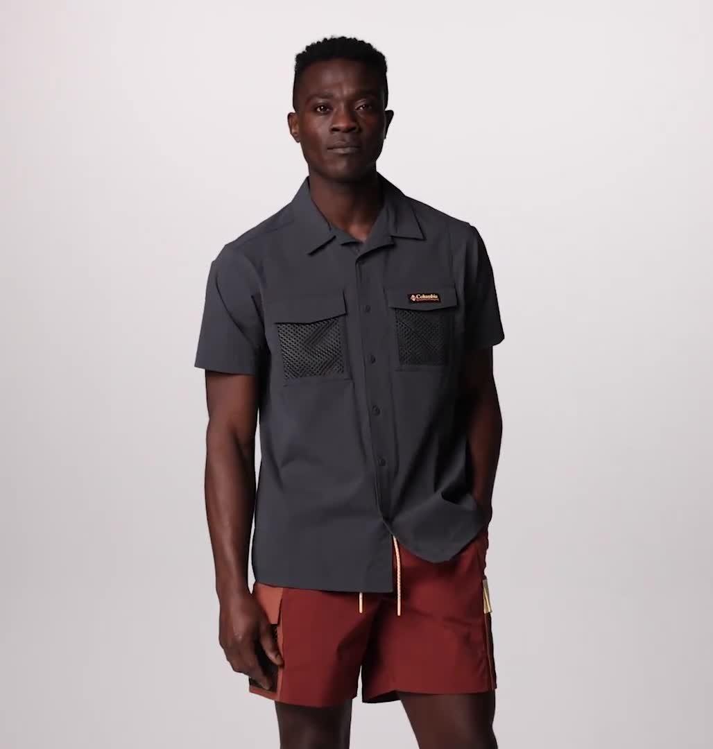 Men's Painted Peak Woven Short Sleeve Shirt, Color: Shark