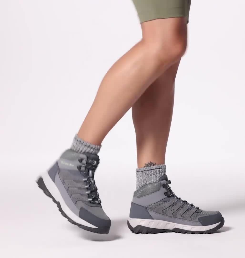 Women's Strata Trail Mid Waterproof Walking Shoe, Color: Ti Grey Steel, Sage Leaf