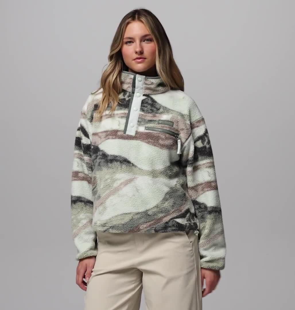 Polaire Sherpa Courte Semi-boutonn&eacute;e avec Imprim&eacute; Helvetia II Femme, Color: Sedona Sage, Summits