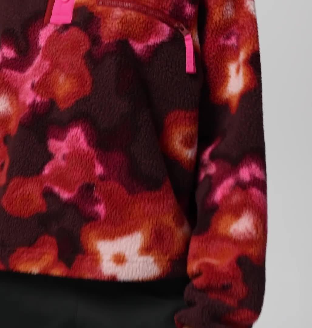 Helvetia II gecropptes Sherpa Half Snap Fleece mit Print f&uuml;r Frauen, Color: Red Oxide, Dyeflower