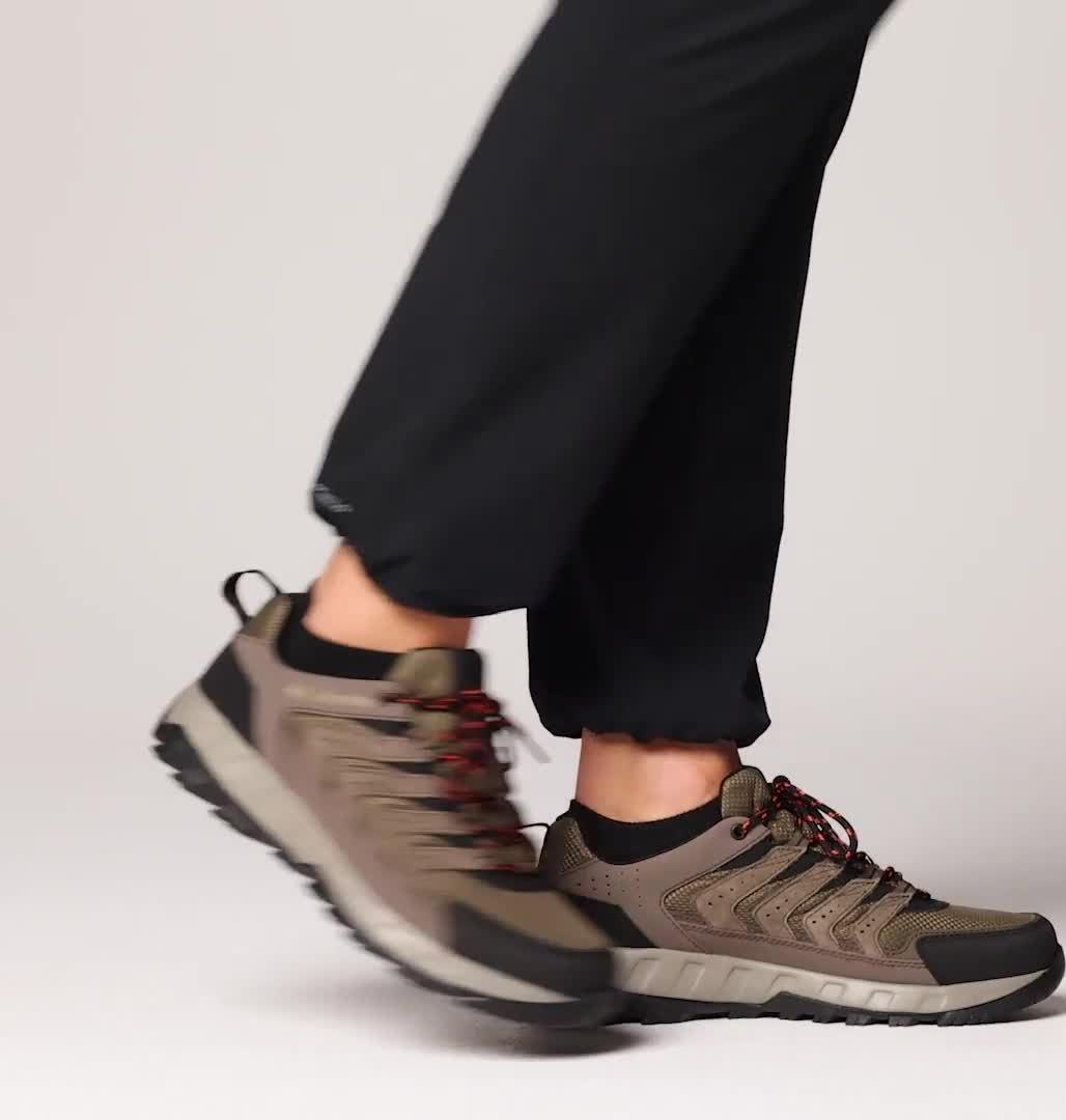 Men's Strata Trail Walking Shoe, Color: Mud, Tangy Orange