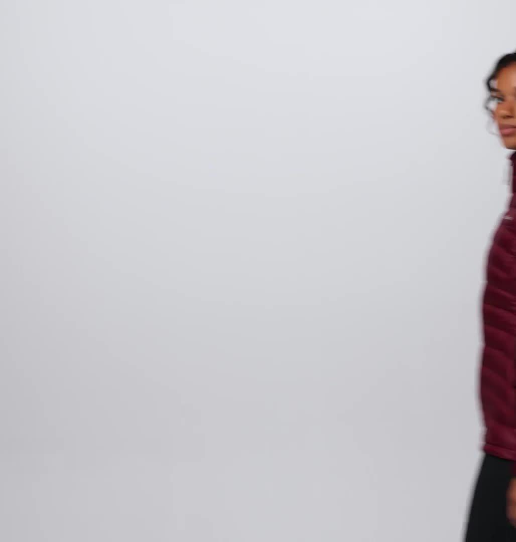 Chaqueta fácil de guardar de plumón con capucha Corelite para mujer, Color: Rich Wine