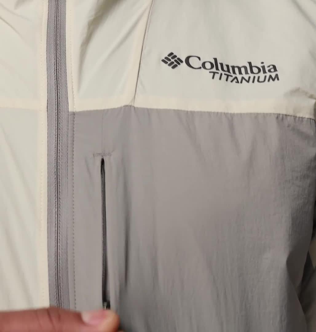 Men's Khyex Pro Hooded Windbreaker, Color: Dark Stone, Ti Titanium